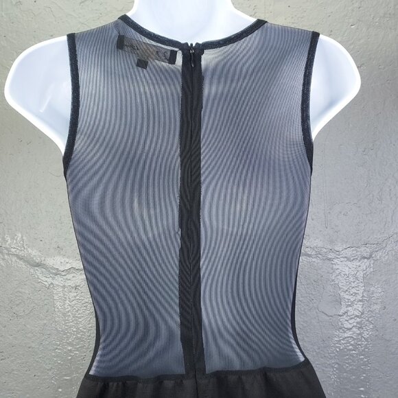 For Love & Lemons Lulu Mesh Skater Dress Women XS Mini Sleeveless Back Zip Black - Picture 6 of 12